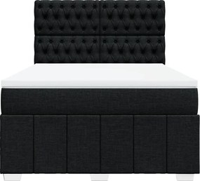 vidaXL Κρεβάτι Boxspring με Στρώμα Μαύρο 140x190 εκ. Υφασμάτινο