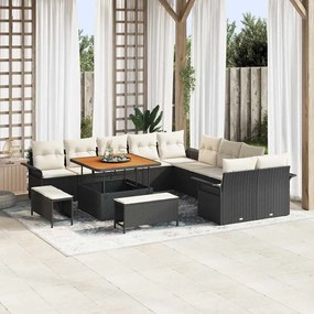 vidaXL Σετ Καναπέ Κήπου 13 pcs Μαύρο συνθετικό ρατάν