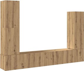 vidaXL Σετ ντουλαπιών τηλεόρασης 4 τεμαχίων Επιτοίχιο Τεχνικής Δρυς