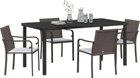 vidaXL Σέτ φαγητού για κήπο 5 pcs Καφέ και Μαύρο Ράτα PE
