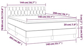 vidaXL Κρεβάτι Boxspring με Στρώμα Σκούρο Καφέ 140x200 εκ Υφασμάτινο