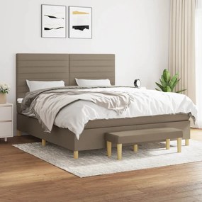 vidaXL Κρεβάτι Boxspring με Στρώμα Taupe 180x200 εκ. Υφασμάτινο