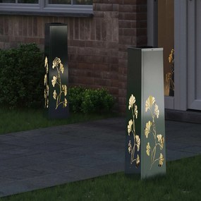 vidaXL Ηλιακό LED Φως Δρόμου 2 pcs Θερμό λευκό 18 x 18 x 80 εκ.