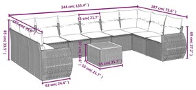 vidaXL Σαλόνι Κήπου 11 Τεμαχίων Γκρι από Συνθετικό Ρατάν με Μαξιλάρια