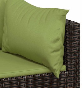 vidaXL Καναπέδες Κήπου Γωνιακοί με Μαξιλάρια 2 τεμ. Καφέ Συνθ. Ρατάν