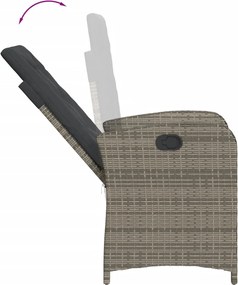 vidaXL Σετ Τραπεζαρίας Κήπου 7 τεμ. Γκρι Συνθ. Ρατάν με Μαξιλάρια