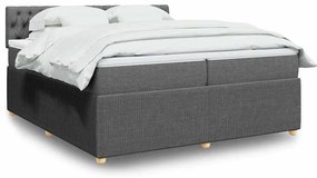 vidaXL Κρεβάτι Boxspring με Στρώμα Σκούρο Γκρι 200x200 εκ. Υφασμάτινο