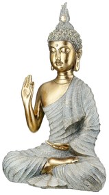 Φιγούρα Buddha Συνθετική Ρητίνη Γκρι Χρυσό Χρώμα 16X8X25Cm 16X8X25Cm-05161449