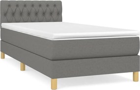 vidaXL Κρεβάτι Boxspring με Στρώμα Σκούρο Γκρι 100x200 εκ. Υφασμάτινο