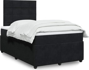 vidaXL Κρεβάτι Boxspring με Στρώμα Μαύρο 120 x 200 εκ. Βελούδινο