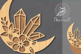 Intra απο ξύλο plywood  Χρώμα wenge 3mm-4mm πάχος - Διακόσμηση Chrystal Moon 6 Δίασταση 20x20 cm INTRAFABR-35001737