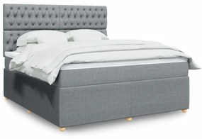 Κρεβάτι Boxspring με Στρώμα Ανοιχτό Γκρι 180x200 εκ. Υφασμάτινο