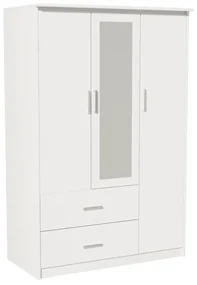Ντουλάπα ρούχων τρίφυλλη OLYMPUS χρώμα λευκό 120x57x183εκ Υλικό: CLIPBOARD 16mm &amp; TOP 2.5CM - 3D PAPER WOOD 123-000211
