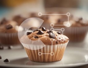 Intra Συλλεκτικό Ξύλινο Παζλ Plywood  4mm - Πιάτο Muffins με τσιπς σοκολάτας Σε Ξύλινο Κουτί - Διαστάσεις: 10x10 cm – 25 κομμάτια