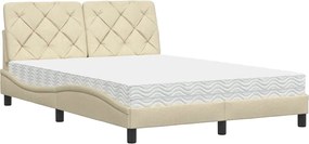 vidaXL Κρεβάτι με Στρώμα Κρεμ 120x200 εκ. Υφασμάτινο