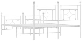 Πλαίσιο Κρεβατιού με Κεφαλάρι&amp;Ποδαρικό Λευκό 140x190εκ. Μέταλλο - Λευκό