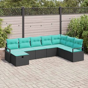 vidaXL Σετ Καναπέ με μαξιλάρι 8 pcs Μαύρο συνθετικό ρατάν