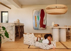 Terrazzo Πουφ Σκαμπο Υφασμα Μπουκλε / Σενιλ Υπόλευκο