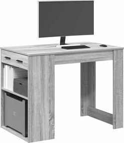 vidaXL Γραφείο με συρτάρι και ράφι Γκρι Sonoma 102x62x77,5 εκ.