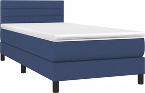 vidaXL Κρεβάτι Boxspring με Στρώμα &amp; LED Μπλε 90x190 εκ. Υφασμάτινο