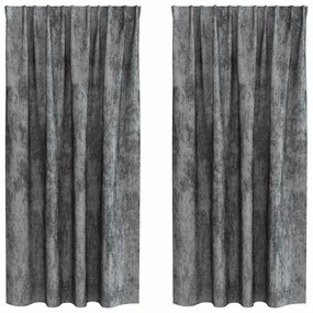 vidaXL Κουρτίνα με κουρτίνες 2 pcs Γκρι 175 x 140 εκ. Βελούδο