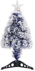 vidaXL Χριστ. Δέντρο Τεχνητό Προφωτισμένο Οπτικές Ίνες Λευκό/Μπλε 64εκ