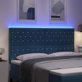 vidaXL LED κεφαλάρι Σκούρο Μπλε Βελούδο