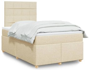 vidaXL Κρεβάτι Boxspring με Στρώμα Κρεμ 120x190 εκ. Υφασμάτινο