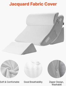 VEVOR Orthopedic Bed Wedge Pillow 4 Pcs Adjustable for Back Leg Neck GERD Sleep