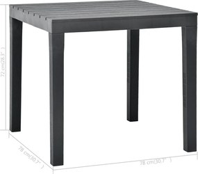vidaXL Τραπέζι Κήπου Ανθρακί 78 x 78 x 72 εκ. Πλαστικό