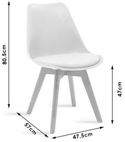 Καρέκλα Gaston PP-PU λευκό-φυσικό πόδι 43x51x75 εκ.