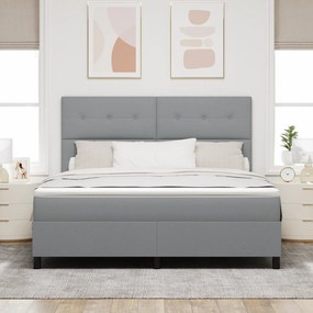 vidaXL Κρεβάτι Box Spring με Στρώμα Ανοιχτό Γκρι Σούπερ Βασιλικό Ύφασμα
