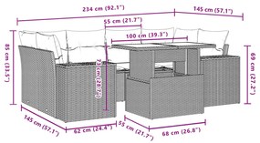 Σαλόνι Κήπου Σετ 7 Τεμαχίων Καφέ Συνθετικό Ρατάν με Μαξιλάρια - Καφέ