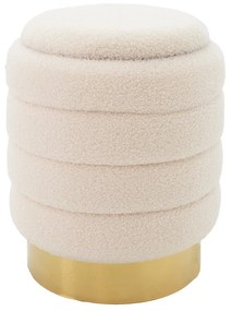Σκαμπό-μπαούλο Dazzle  μπουκλέ cream-χρυσό Φ36x44εκ