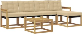 vidaXL Σειρά Καναπέ Εξωτερικού με μαξιλάρι 6 pcs Λευκό και Μπεζ
