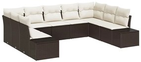 vidaXL Σετ Καναπέ Κήπου 9 pcs Καφέ και κρεμ 289 x 209 x 85 εκ