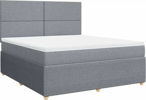 vidaXL Κρεβάτι Boxspring με Στρώμα Ανοιχτό Γκρι 180x200 εκ. Υφασμάτινο
