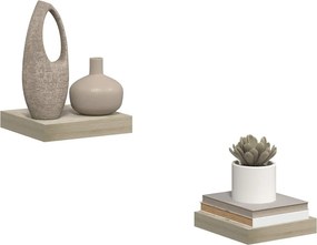 vidaXL Ράφια Τοίχου 2 τεμ. Χρώμα Δρυός 23x23,5x3,8 εκ. MDF