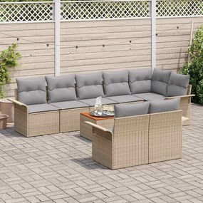 vidaXL Σετ Καναπέ Κήπου 9 pcs Μπεζ Πολυ ράταν