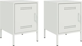 vidaXL Κομοδίνα 2 τεμ. Λευκές 36x39x50,5 εκ. Χάλυβα