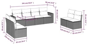 vidaXL Σαλόνι Κήπου Σετ 8 Τεμαχίων Γκρι Συνθετικό Ρατάν με Μαξιλάρια