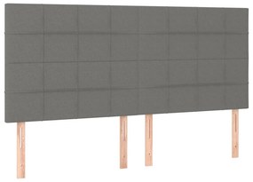 vidaXL Κρεβάτι Boxspring με Στρώμα &amp; LED Σκ.Γκρι 180x200 εκ Υφασμάτινο