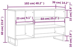 Παπουτσοθήκη Καπνιστή Δρυς 102x36x60 εκ. από Επεξεργασμένο Ξύλο - Καφέ