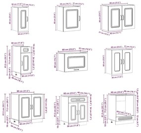 Σετ ντουλαπιών κουζίνας 14 τεμαχίων Kalmar Λευκό μηχανικό ξύλο - Λευκό