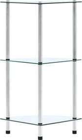 vidaXL Ράφι Διαφανές 3 Επιπέδων 30 x 30 x 67 εκ. από Ψημένο Γυαλί