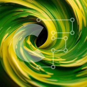 Intra Συλλεκτικό Ξύλινο Παζλ Plywood 4mm - Puzzle με Θέμα Abstract Art: Swirling Vortex of Green and Yellow Paint Σε Ξύλινο Κουτί - Διαστάσεις Puzzle: 10x10 cm – 25 κομμάτια