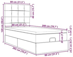 Οθωμανικό κρεβάτι με στρώμα ανοιχτό γκρι 80x200 cm ύφασμα - Γκρι