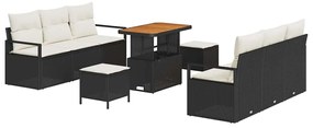 vidaXL Σετ Καναπέ Κήπου με μαξιλάρι 9 pcs Μαύρο Πολυ ράταν
