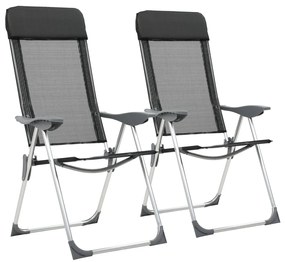 Καρέκλες Camping Πτυσσόμενες 2 τεμ. Μαύρες από Αλουμίνιο