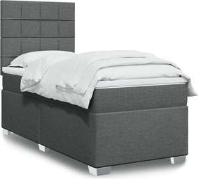 vidaXL Κρεβάτι Boxspring με Στρώμα Σκούρο Γκρι 90x200 εκ. Υφασμάτινο